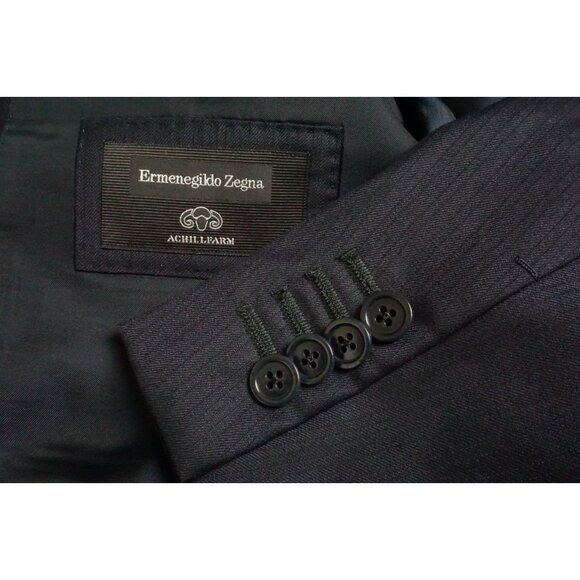 Ermenegildo Zegna Achillfarm Silk Blend Blue Faint Striped Sport Coat Jacket 42R